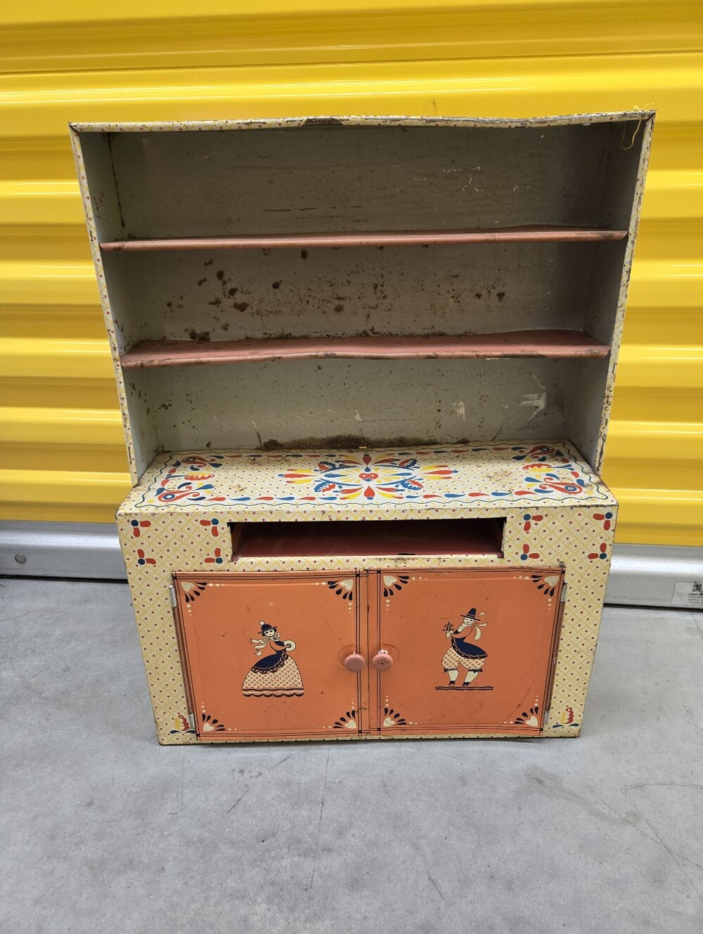 Vintage 60s Mid Century Ideal Metal Toy Cabinet Shelf Hutch Large